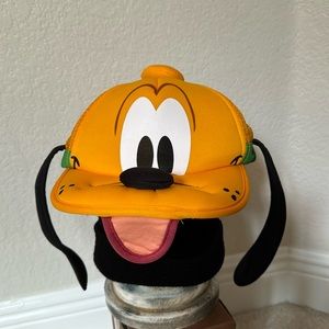 Disney Parks Pluto Face Ears Foam Mesh Trucker Snapback Hat Cap